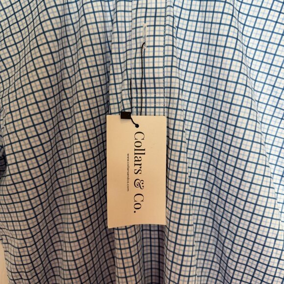 Collars & Co Semi-Spread Collar Polo in Blue Tattersall Men's Size Small NWT! - Picture 3 of 7